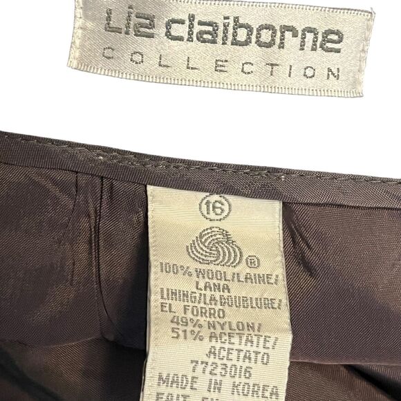 Liz Claiborne Pleated Midi Modest Vintage Gray Wool Skirt Pockets Old Money 16 - Picture 16 of 16